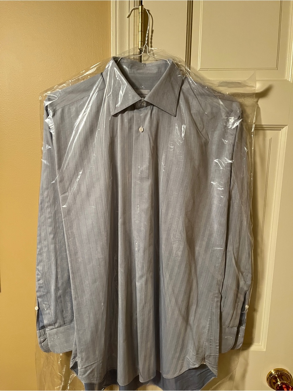 Ermenegildo Zegna Light Blue Pinstripe Dress Shirt